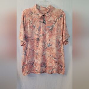 Tommy Bahama Orange and Blue Polo with Tropical Print Size L